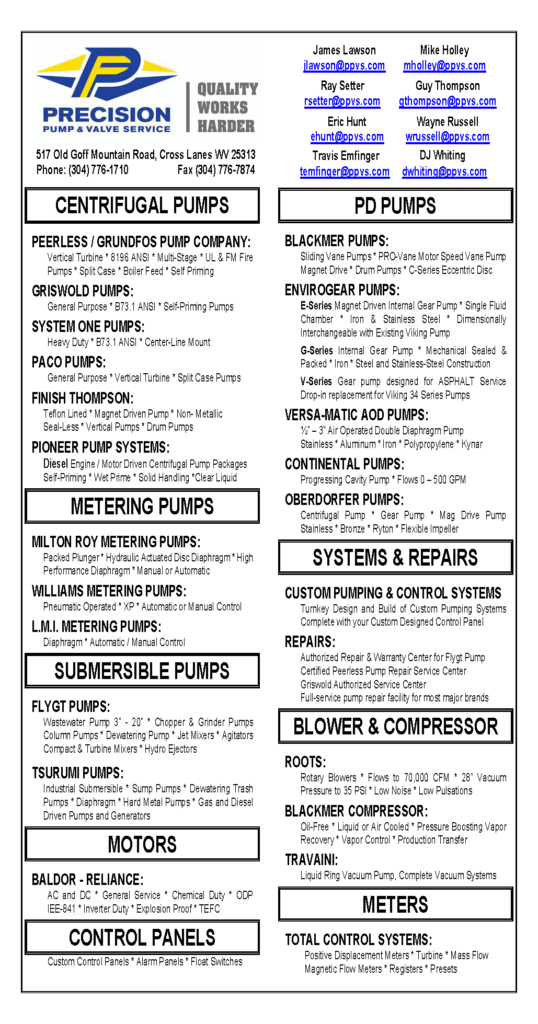 NEW PRODUCTS – Precision Pump & Valve Service